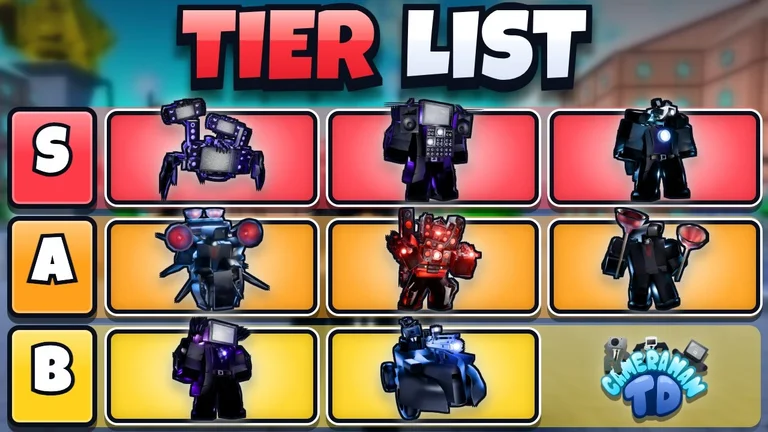 Cameraman Tower Defense tier-list cover by Vaulted Values X with ranked defenders.